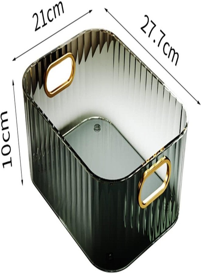 Clazkit Acrylic Desktop Storage Box with Handle Transparent Cosmetics Storage Organizer Multipurpose Use Tray for Kitchen Stackable Storage Box (Transparent) - Image 4